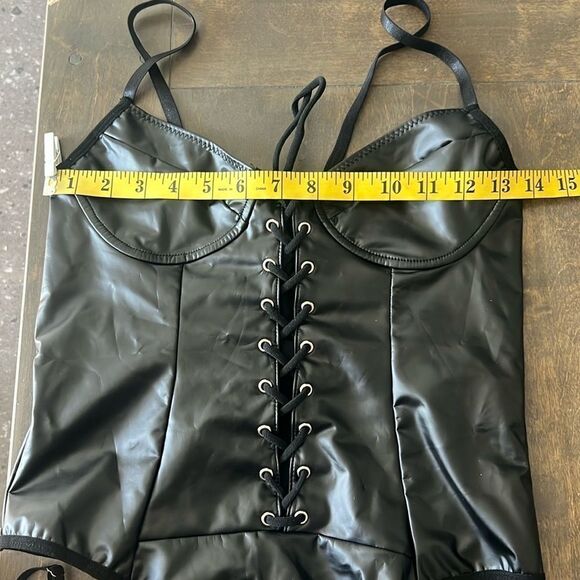 Lace-up Garter Teddy Bodysuit With 1pair Leg Ring - Picture 8 of 13